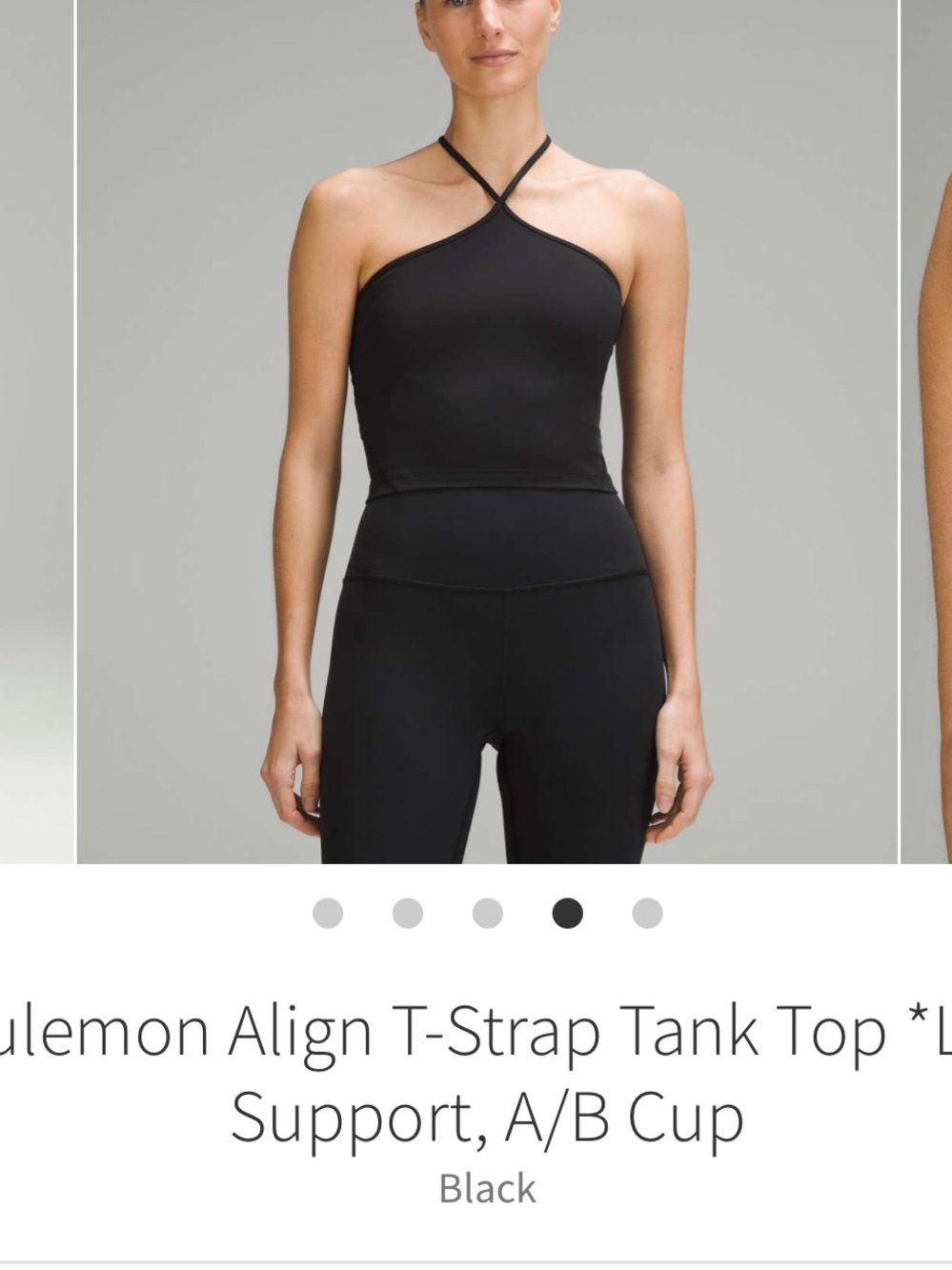 Lululemon Align T-Strap Tank Top *Light Support A/B Cup Black Sz 6